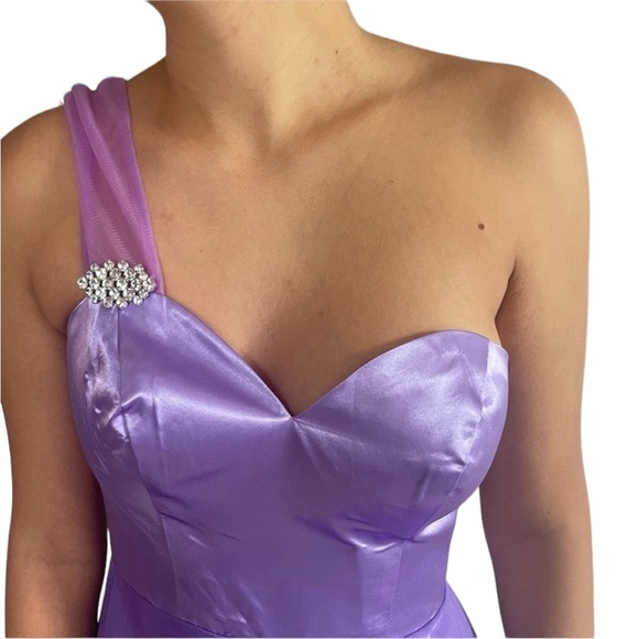 Jovani Lavender One Shoulder Gown - Picture 2 of 6